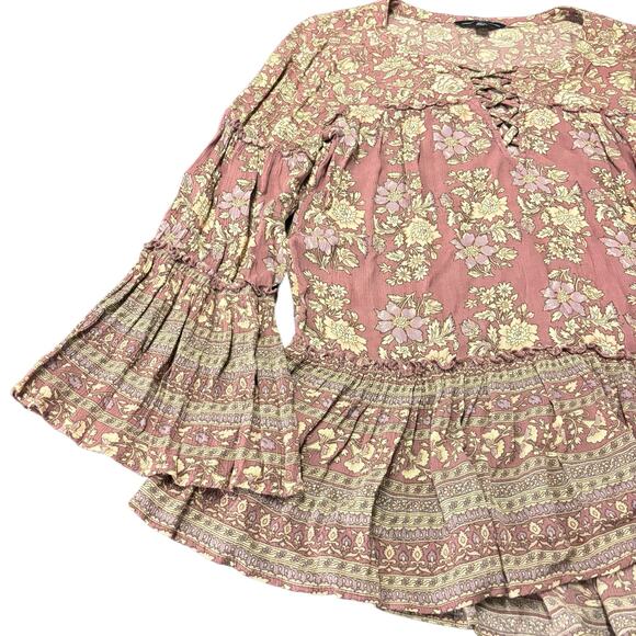 American Eagle Outfitters Tunic Blouse Womens Small Floral Boho Cottagecore - Picture 3 of 9